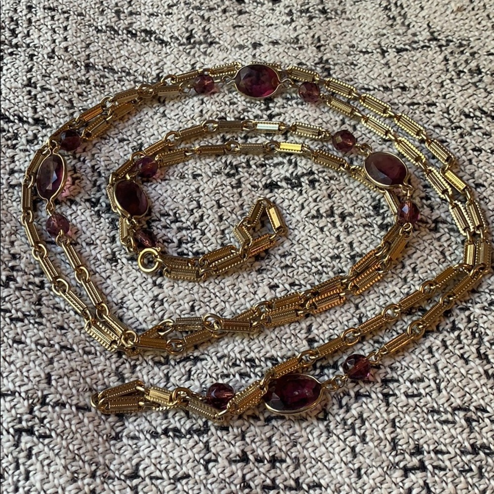 Gold Chain with Purple Stones Necklce